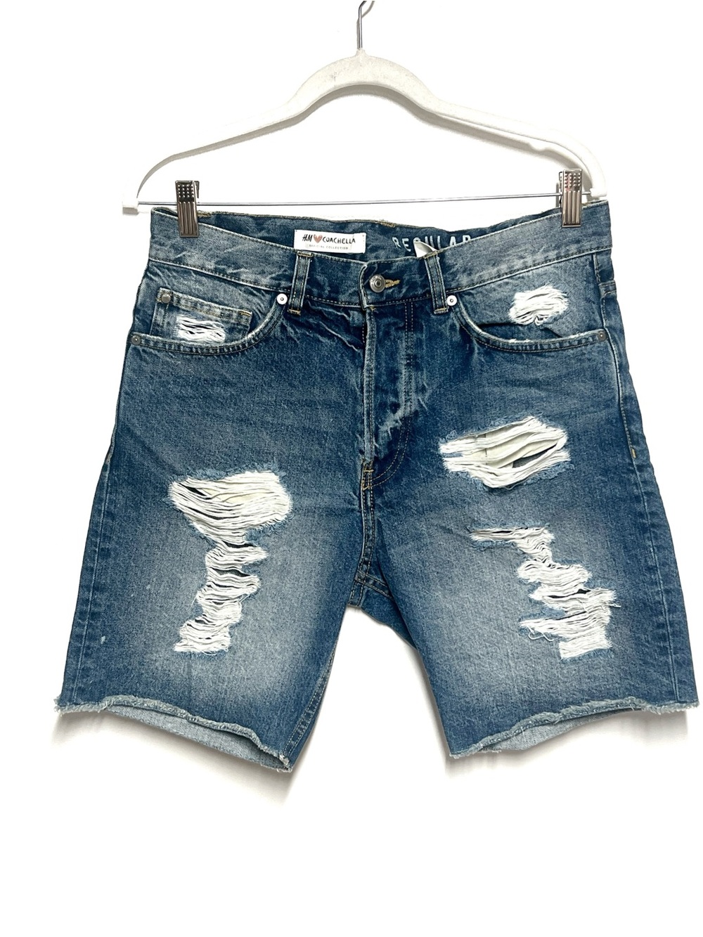 Rare H&M X Coachella Official Collection Denim Bermuda Shorts Sz 30